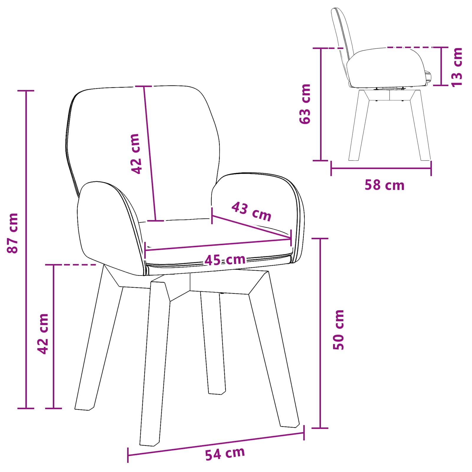 Sukamos valgomojo kėdės 4 pcs Bouclé Rožinė 54 x 58 x 87 cm