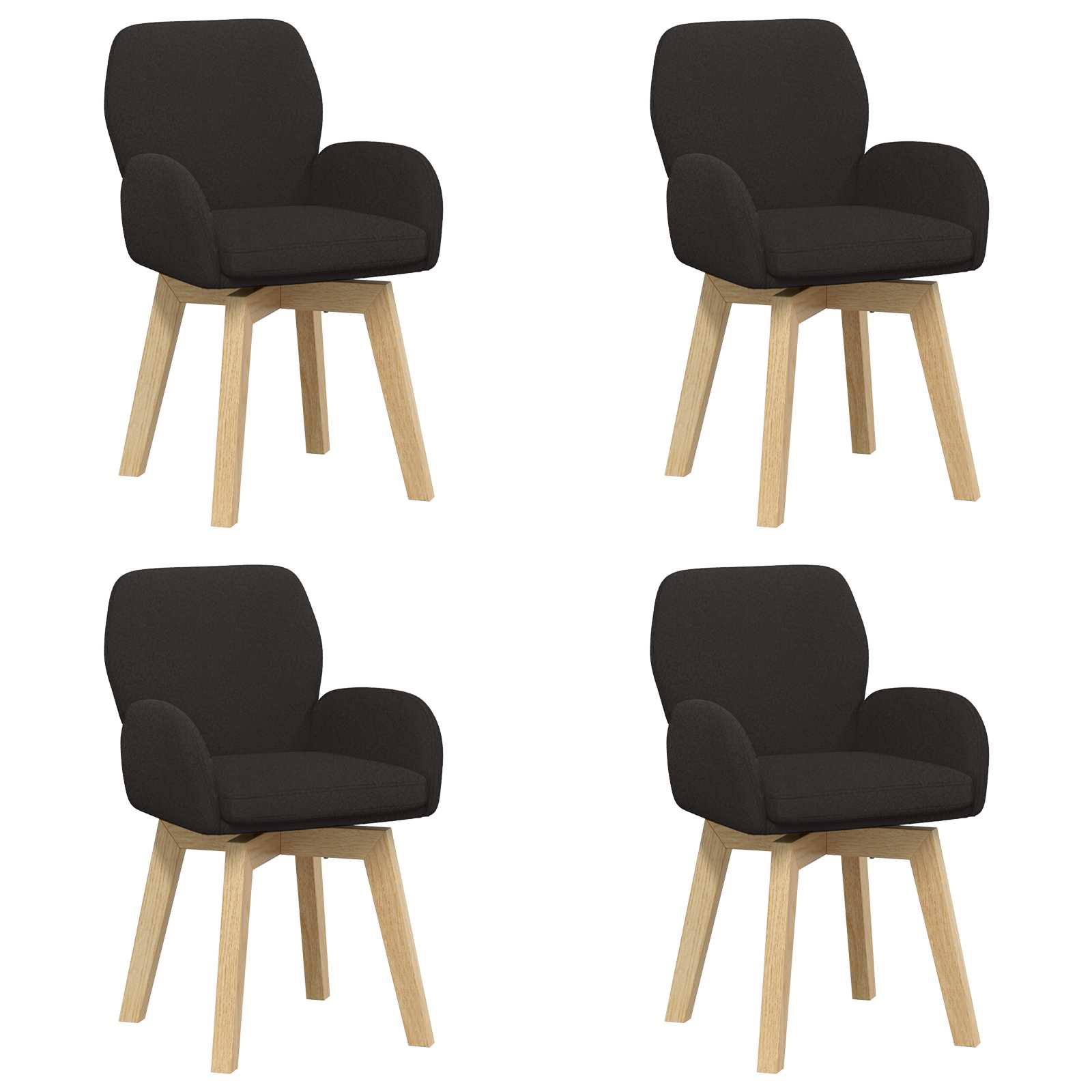 Sukamos valgomojo kėdės 4 pcs Bouclé Juoda 54 x 58 x 87 cm