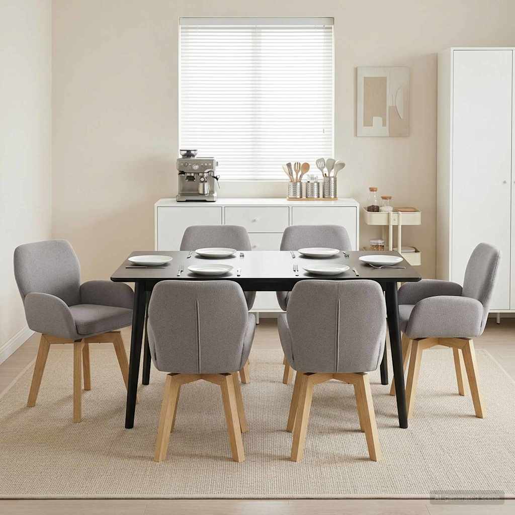 Sukamos valgomojo kėdės 6 pcs Bouclé Šviesiai pilka
