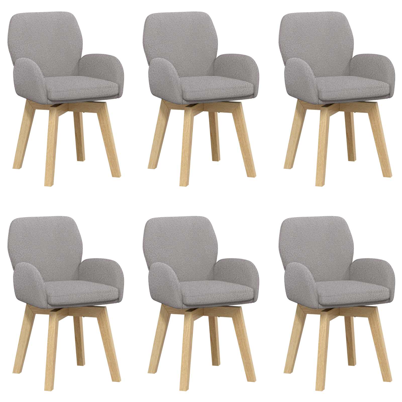 Sukamos valgomojo kėdės 6 pcs Bouclé Šviesiai pilka