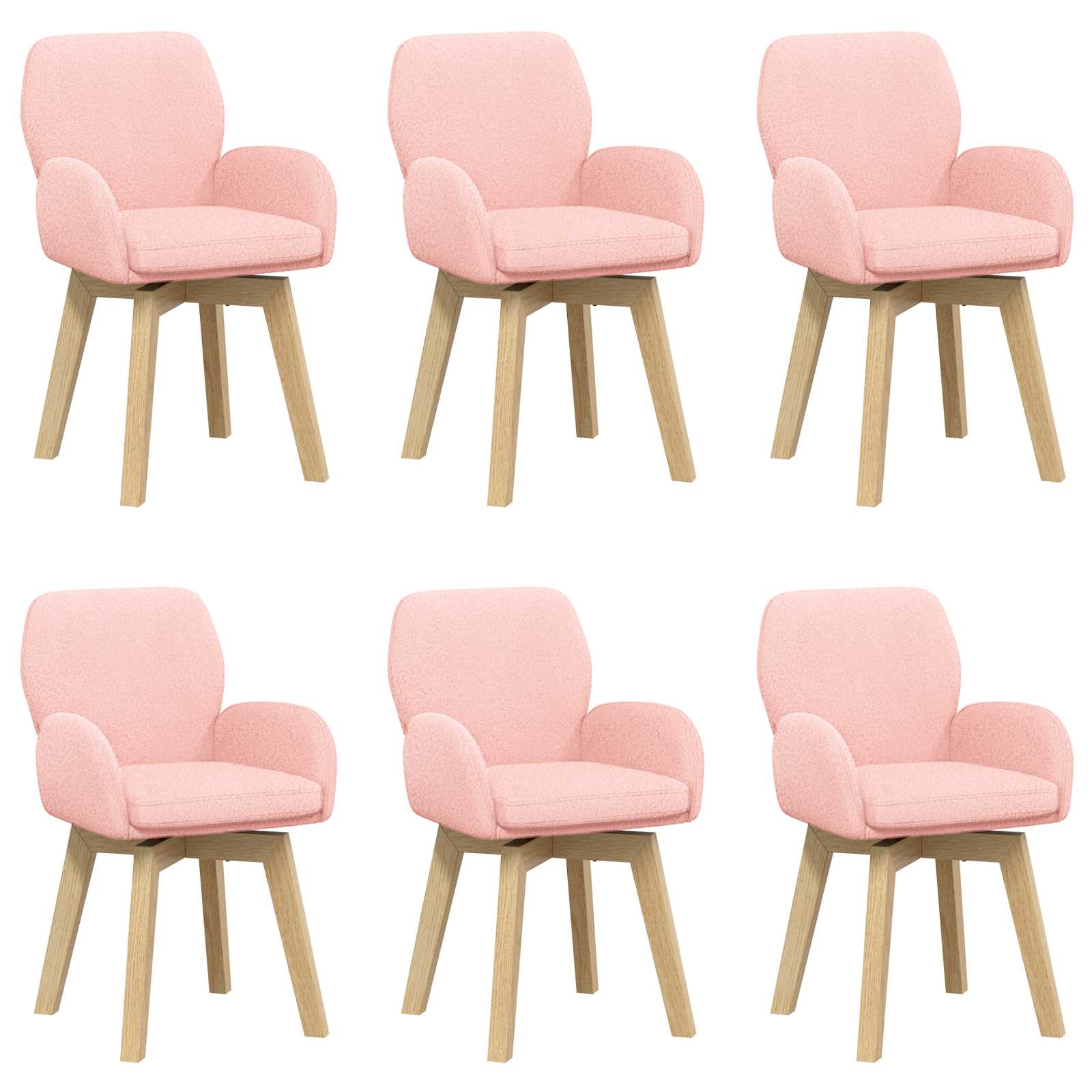 Sukamos valgomojo kėdės 6 pcs Bouclé Rožinė 54 x 58 x 87 cm