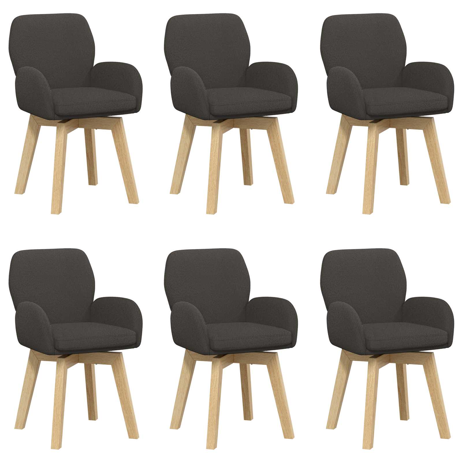 Sukamos valgomojo kėdės 6 pcs Bouclé Tamsiai pilka