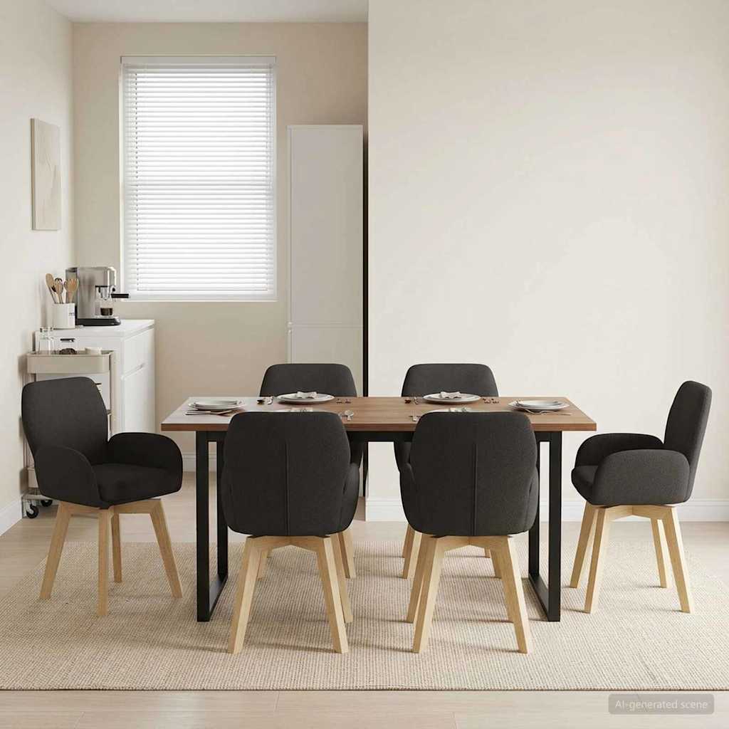 Sukamos valgomojo kėdės 6 pcs Bouclé Juoda 54 x 58 x 87 cm