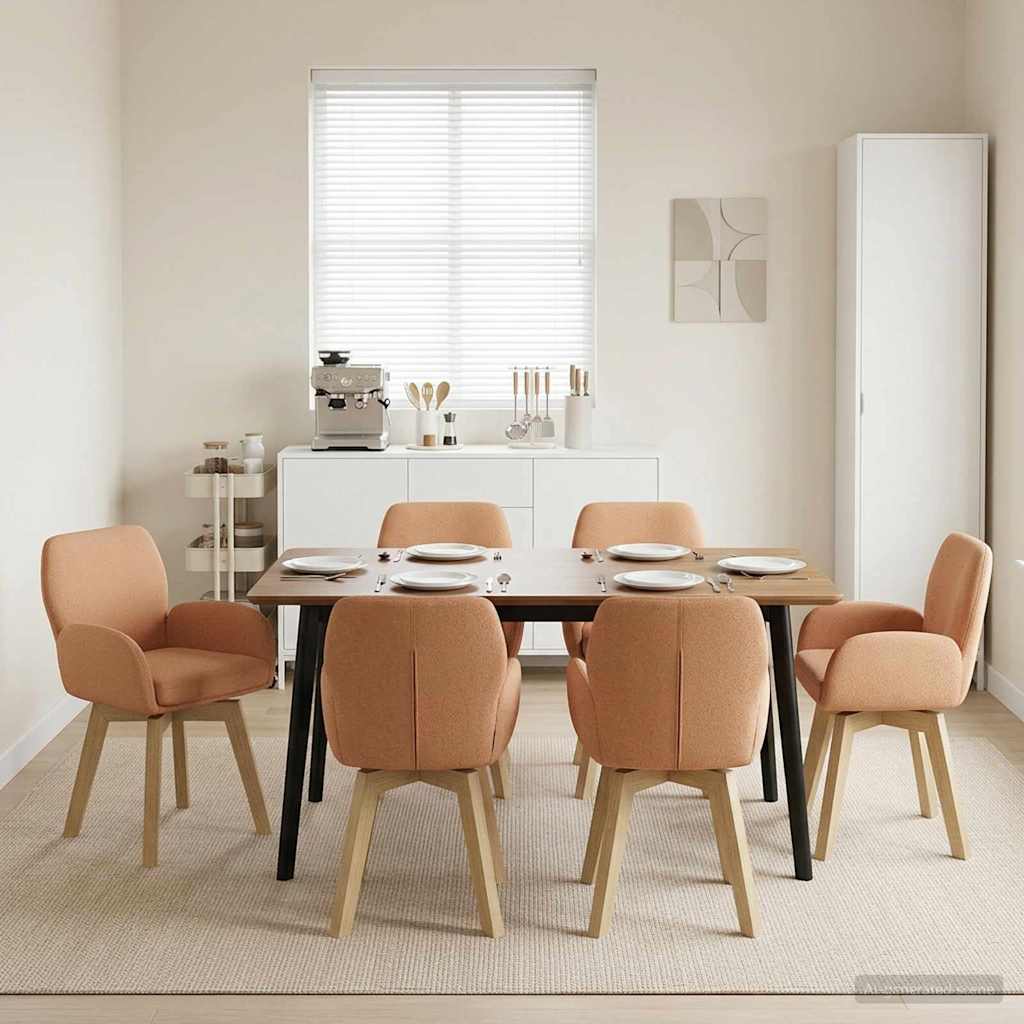 Sukamos valgomojo kėdės 6 pcs Bouclé Smėlio 54 x 58 x 87 cm