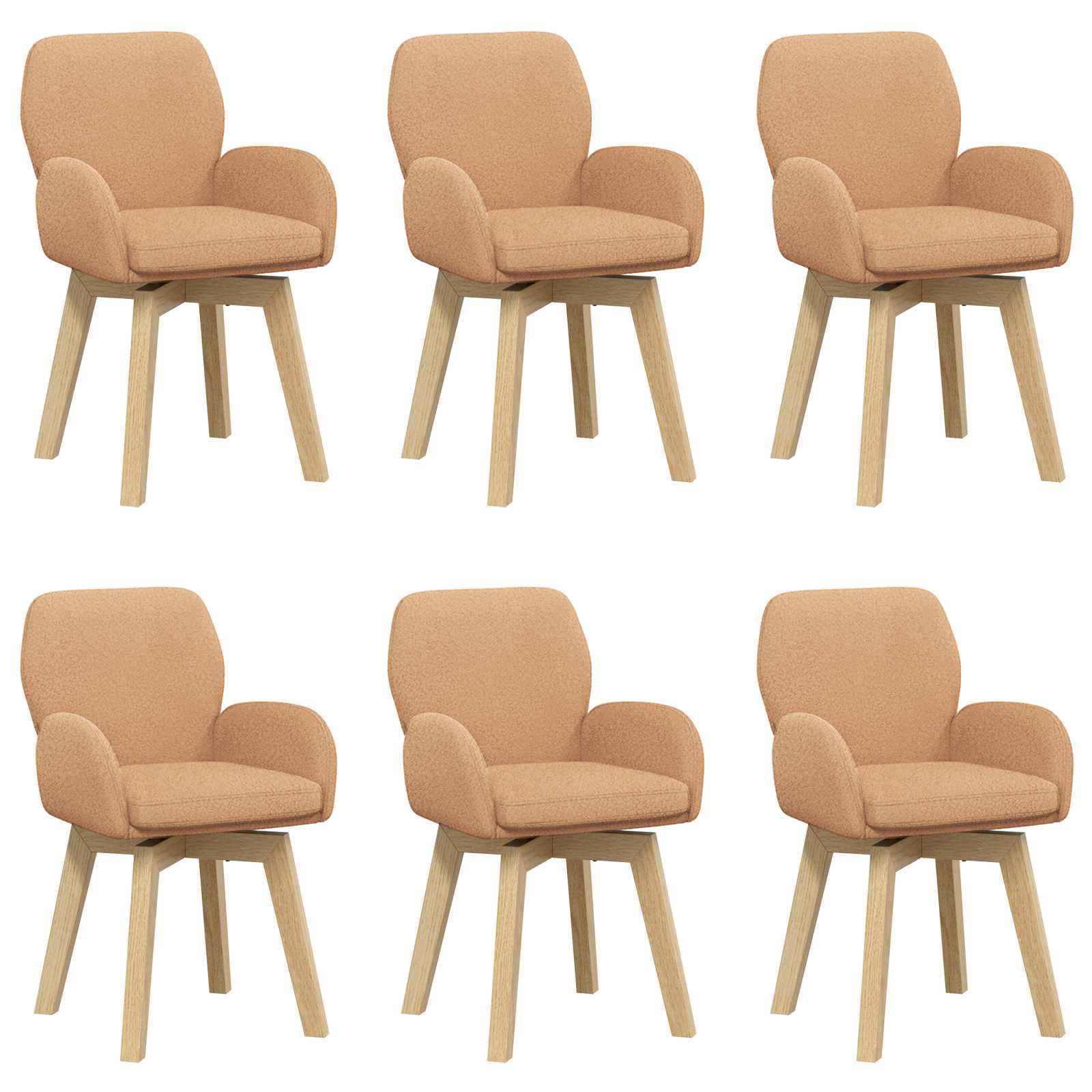 Sukamos valgomojo kėdės 6 pcs Bouclé Smėlio 54 x 58 x 87 cm