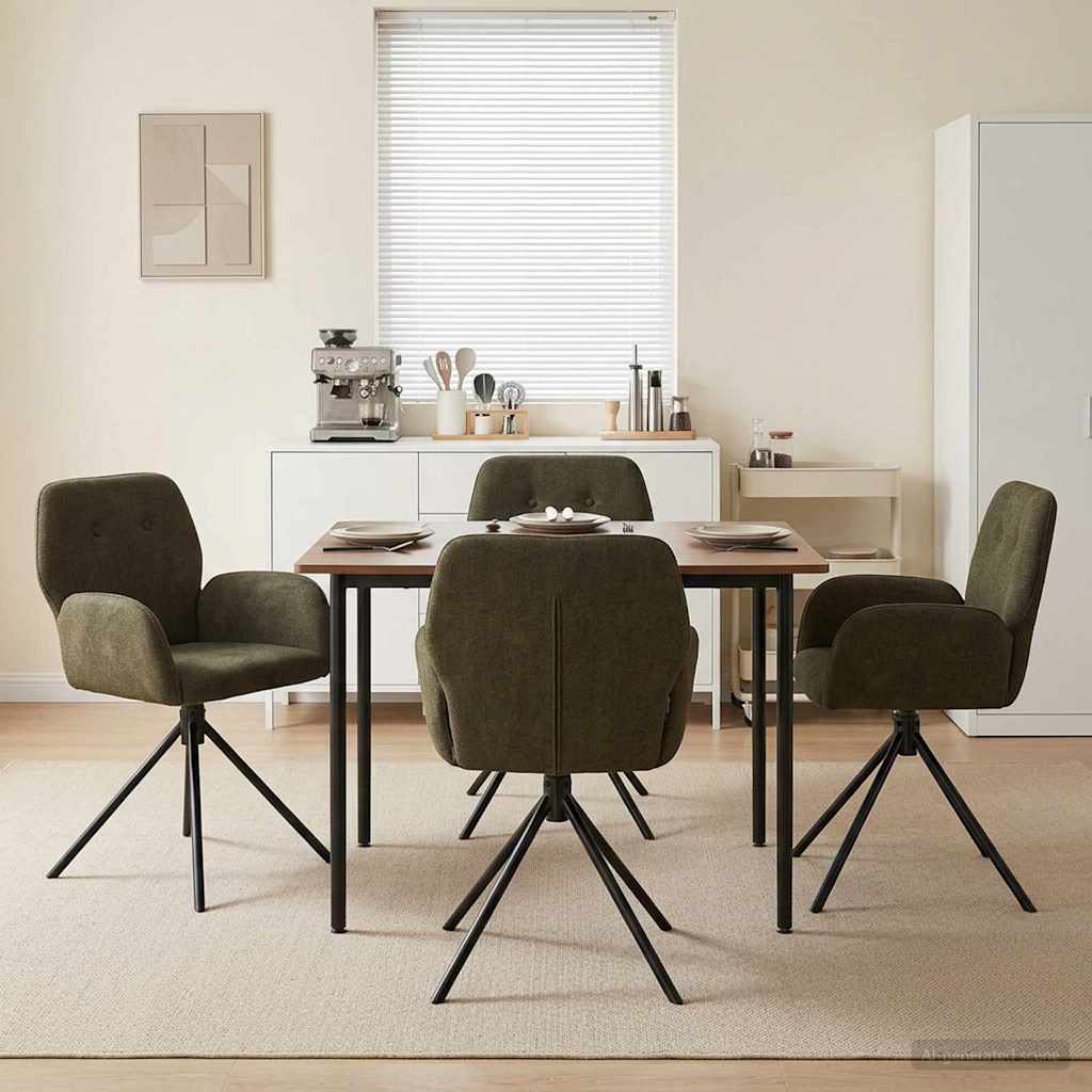 Sukamos valgomojo kėdės 4 pcs Dirbtinė suedė oda Armijos Žalia
