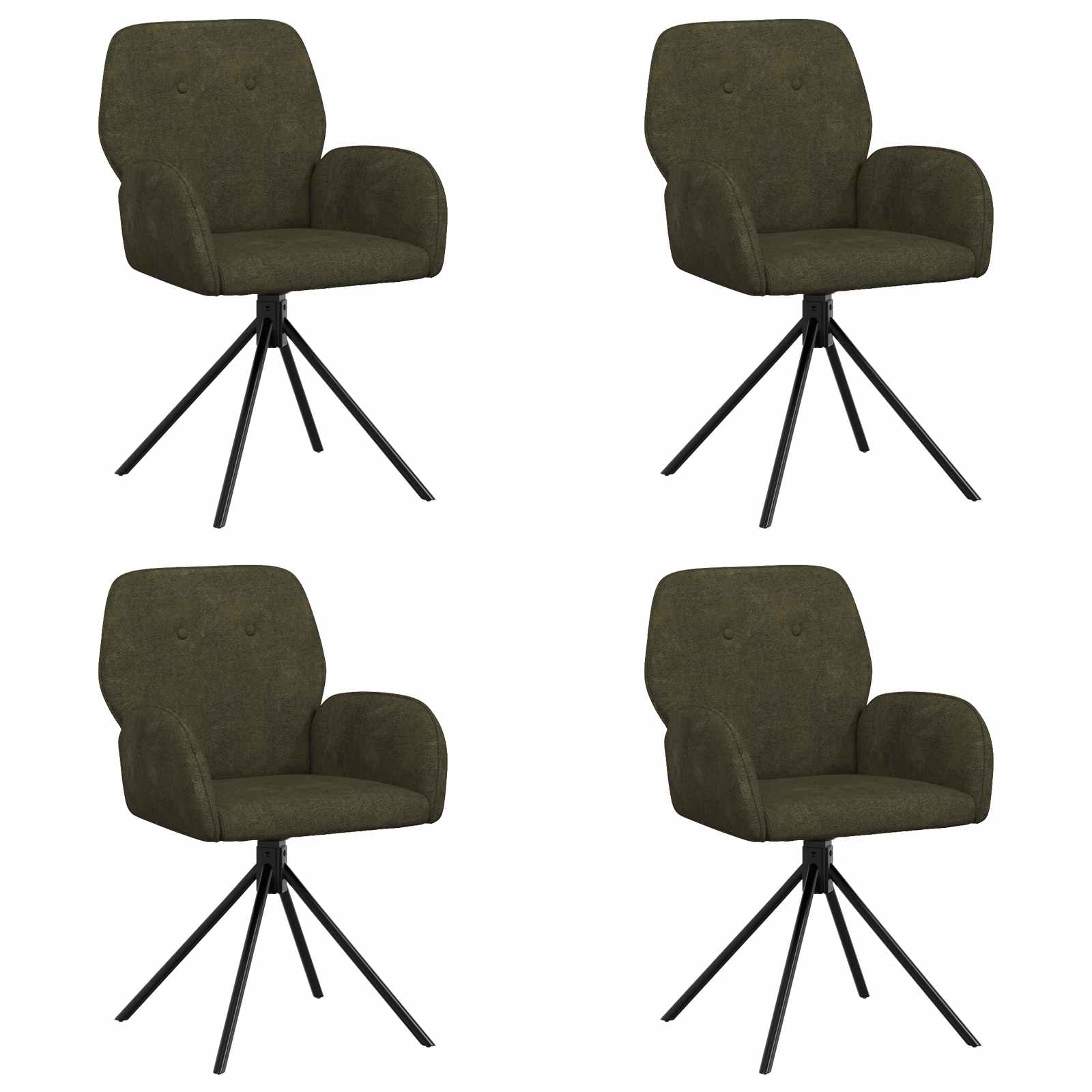 Sukamos valgomojo kėdės 4 pcs Dirbtinė suedė oda Armijos Žalia