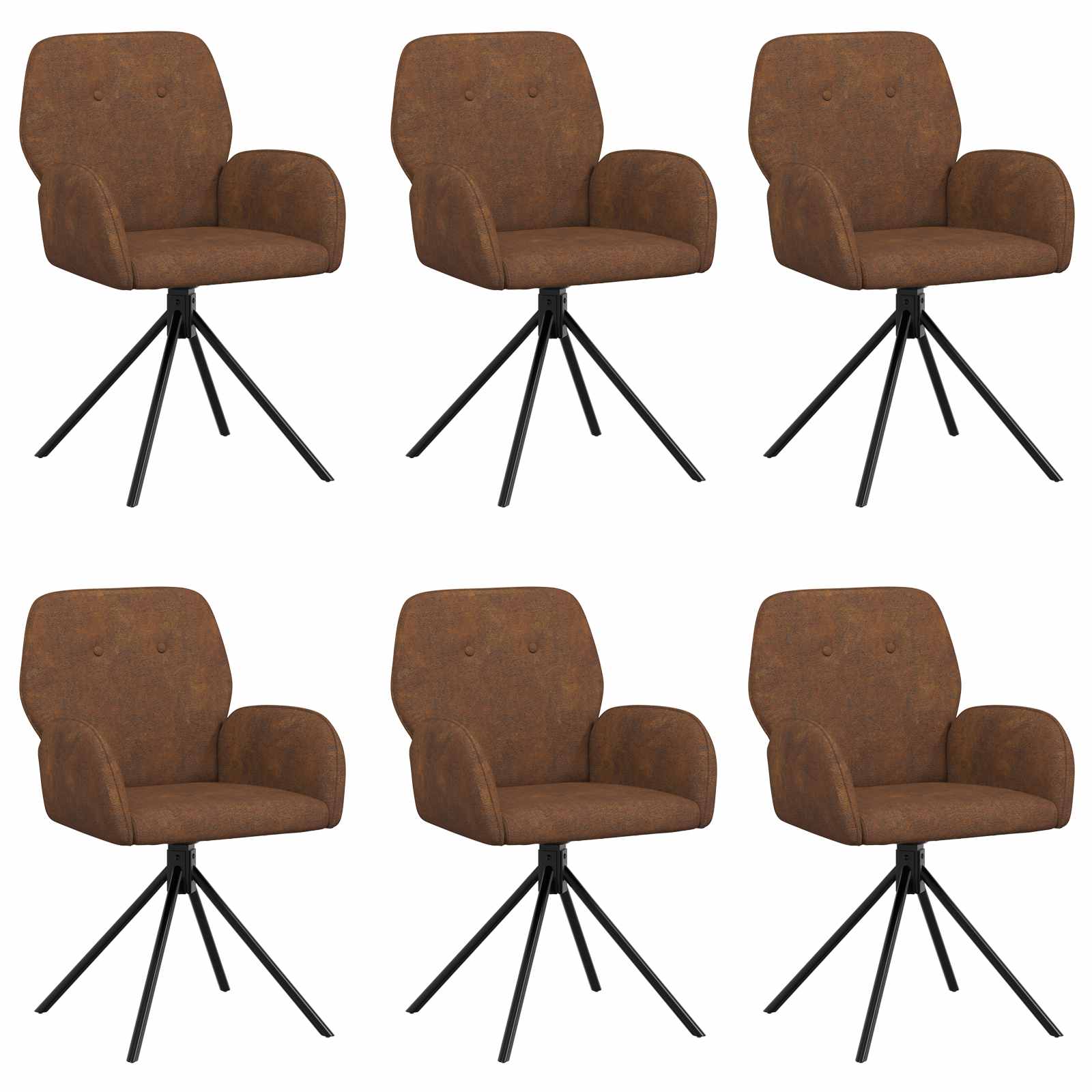 Sukamos valgomojo kėdės 6 pcs Dirbtinė suedė oda Ruda