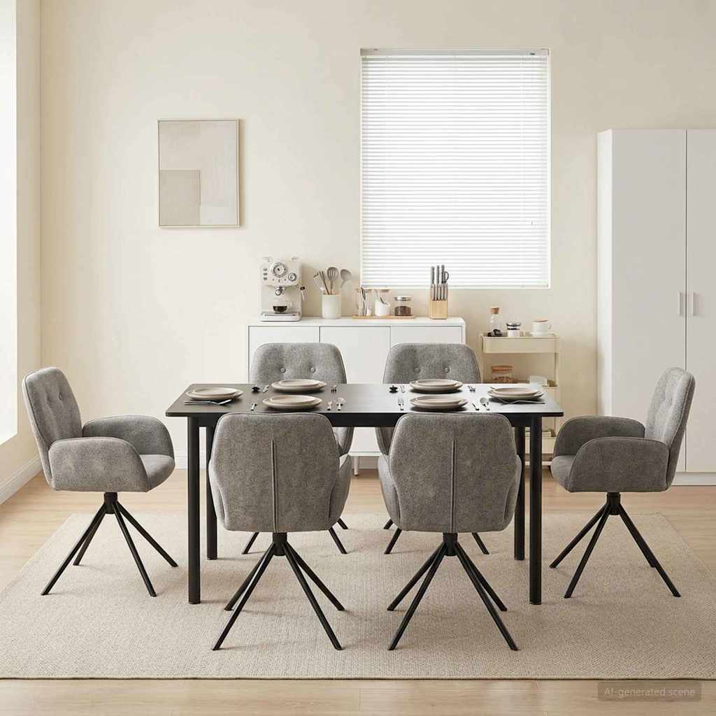 Sukamos valgomojo kėdės 6 pcs Dirbtinė suedė oda Šviesiai pilka
