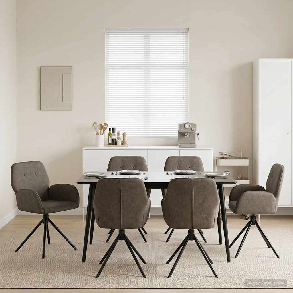 Sukamos valgomojo kėdės 6 pcs Dirbtinė suedė oda Tamsiai pilka