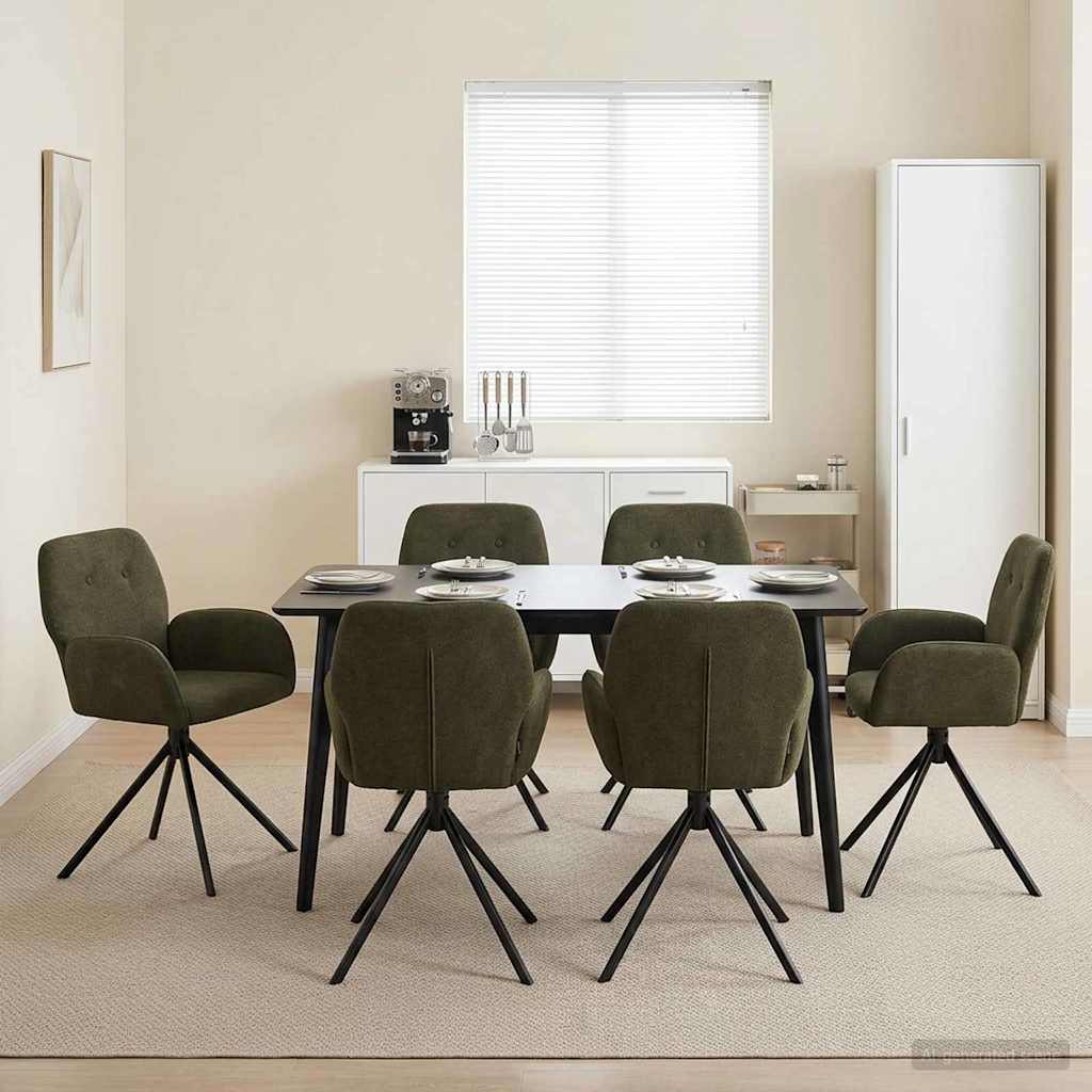 Sukamos valgomojo kėdės 6 pcs Dirbtinė suedė oda Armijos Žalia