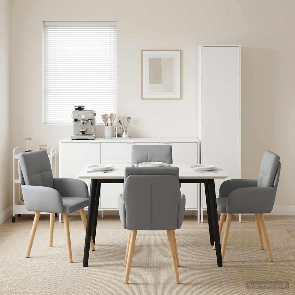 Valgomojo kėdės 4 pcs Audinys Šviesiai pilka 60 x 56 x 96 cm