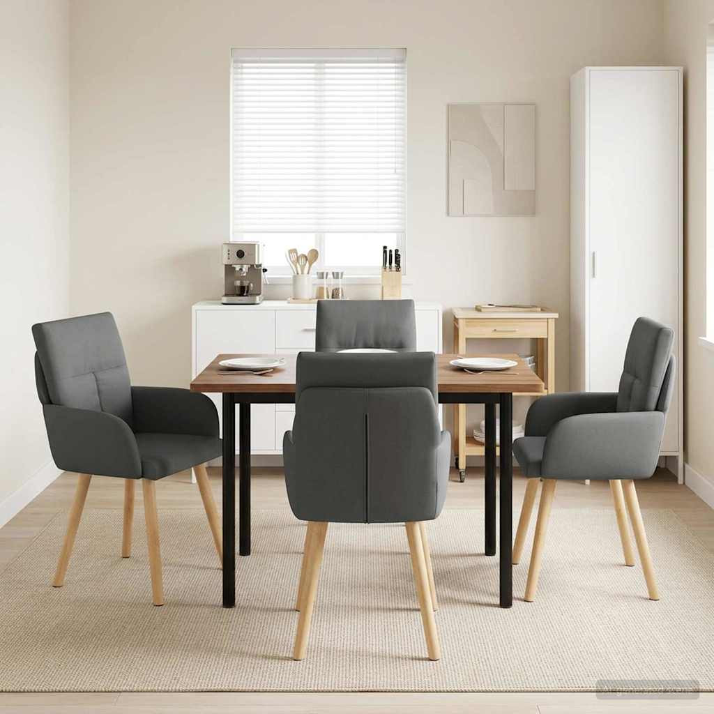 Valgomojo kėdės 4 pcs Audinys Tamsiai pilka 60 x 56 x 96 cm