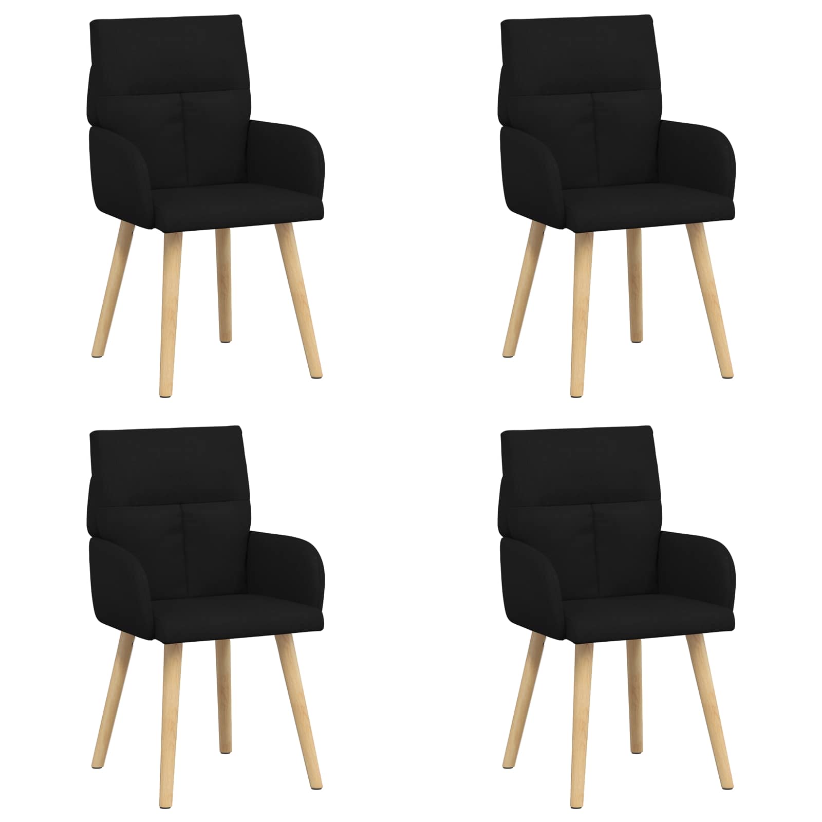 Valgomojo kėdės 4 pcs Audinys Juoda 60 x 56 x 96 cm