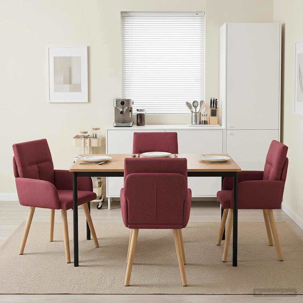Valgomojo kėdės 4 pcs Audinys Vyno raudona 60 x 56 x 96 cm