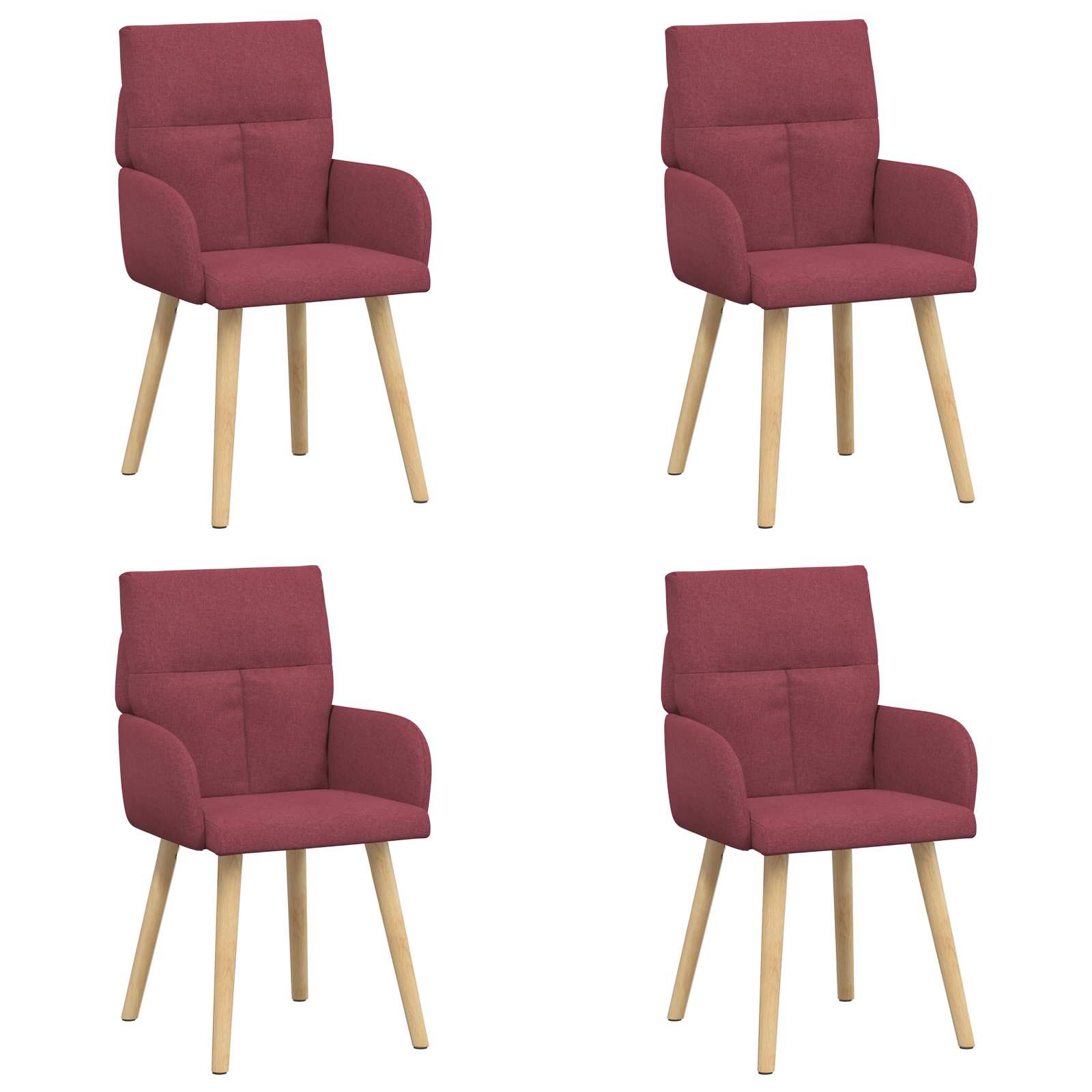 Valgomojo kėdės 4 pcs Audinys Vyno raudona 60 x 56 x 96 cm