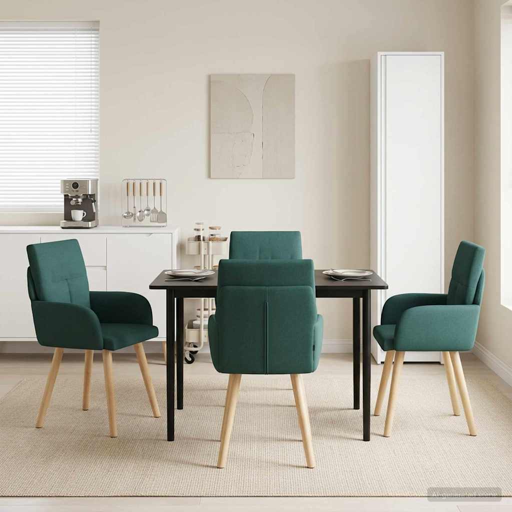 Valgomojo kėdės 4 pcs Audinys Tamsiai žalia 60 x 56 x 96 cm