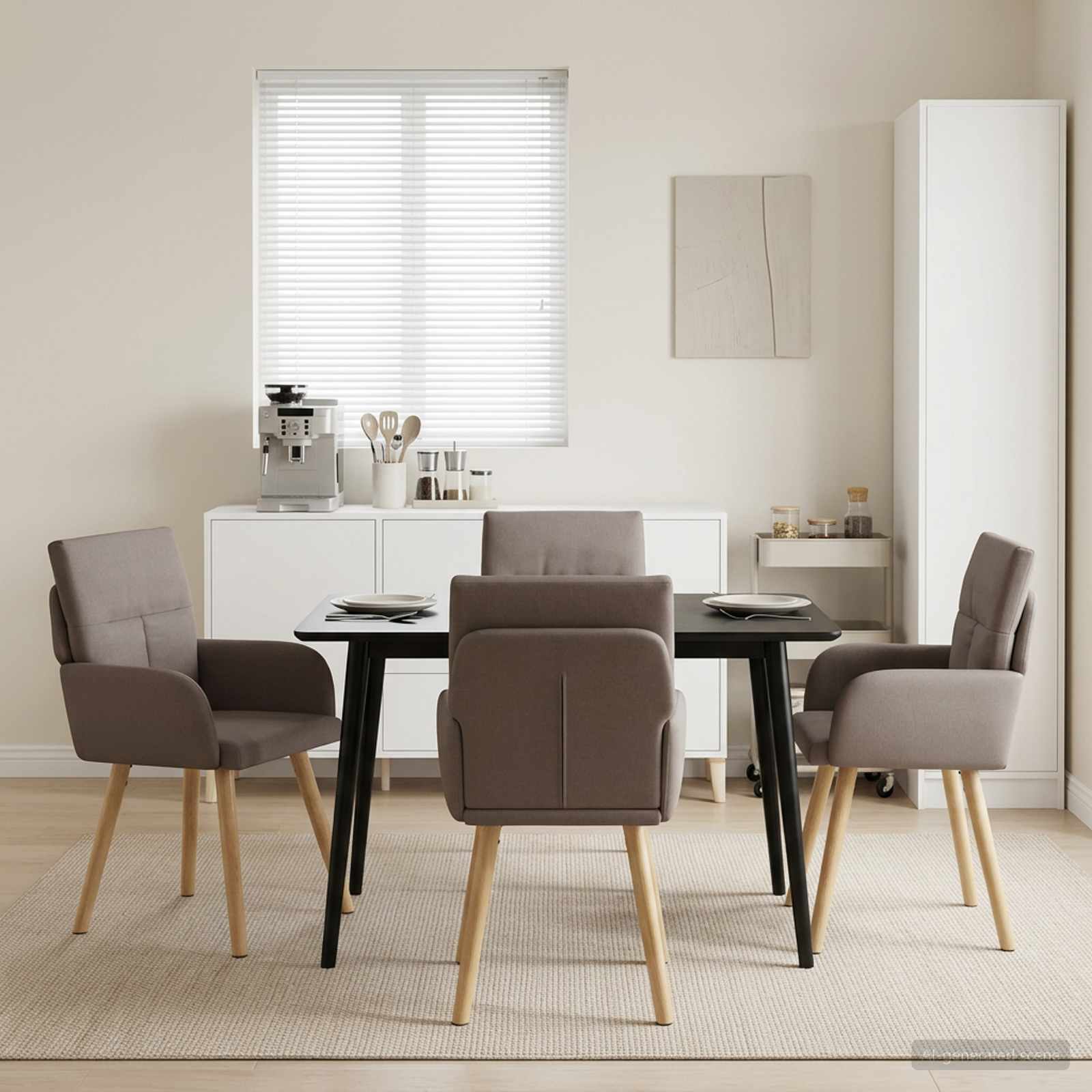 Valgomojo kėdės 4 pcs Audinys Taupe 60 x 56 x 96 cm