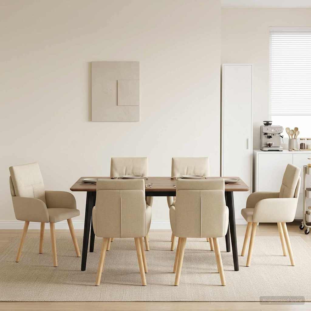 Valgomojo kėdės 4 pcs Audinys Kreminė 60 x 56 x 96 cm