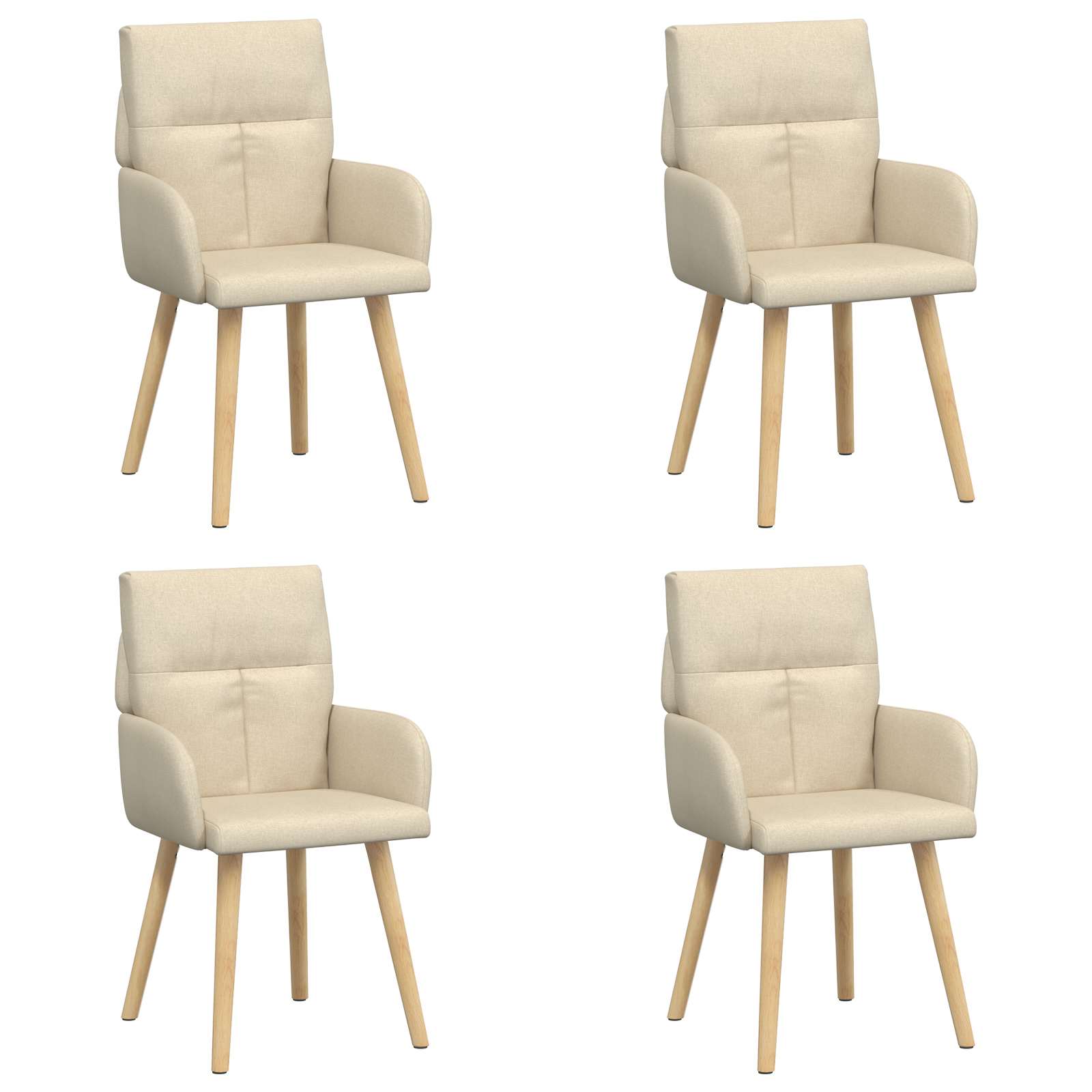 Valgomojo kėdės 4 pcs Audinys Kreminė 60 x 56 x 96 cm