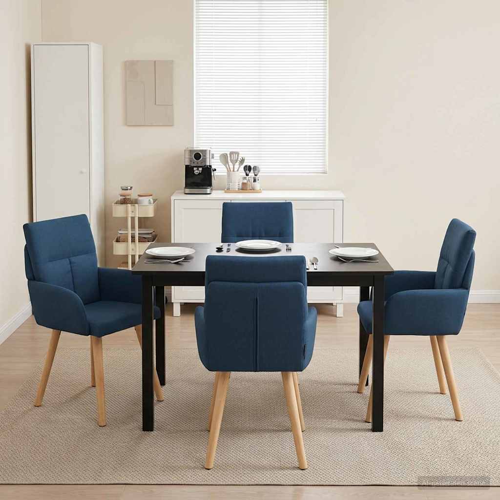 Valgomojo kėdės 4 pcs Audinys Mėlyna 60 x 56 x 96 cm