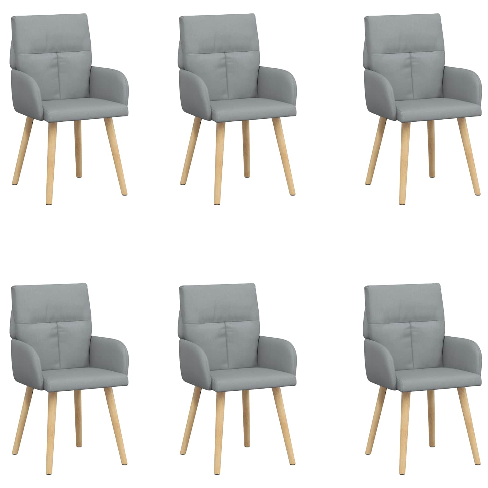 Valgomojo kėdės 6 pcs Audinys Šviesiai pilka 60 x 56 x 96 cm