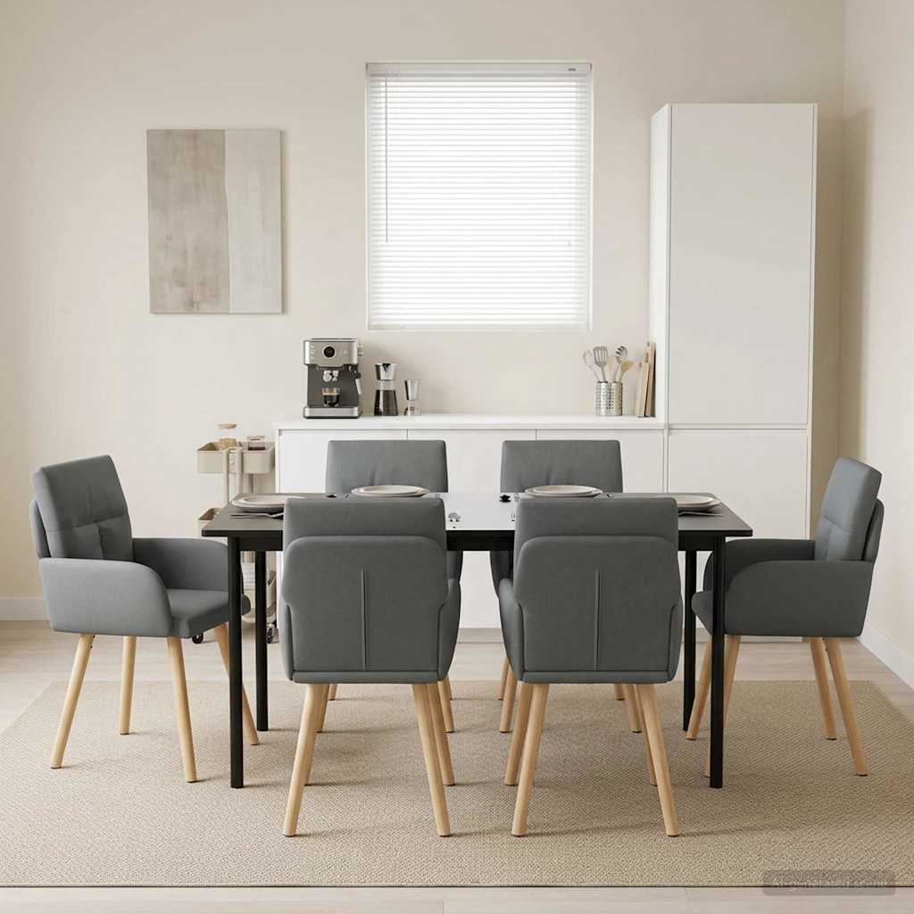 Valgomojo kėdės 6 pcs Audinys Tamsiai pilka 60 x 56 x 96 cm
