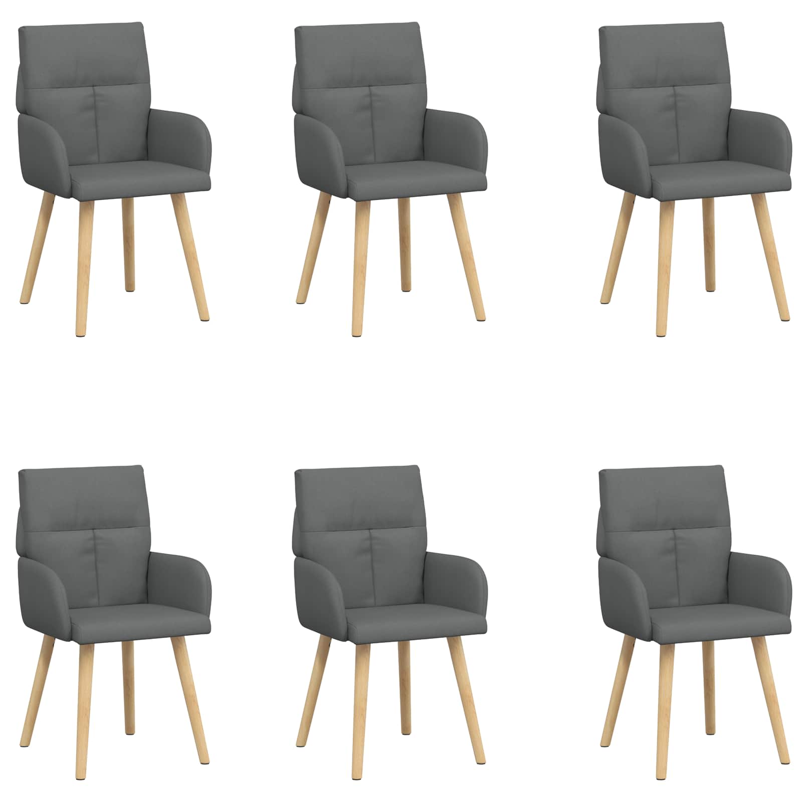 Valgomojo kėdės 6 pcs Audinys Tamsiai pilka 60 x 56 x 96 cm