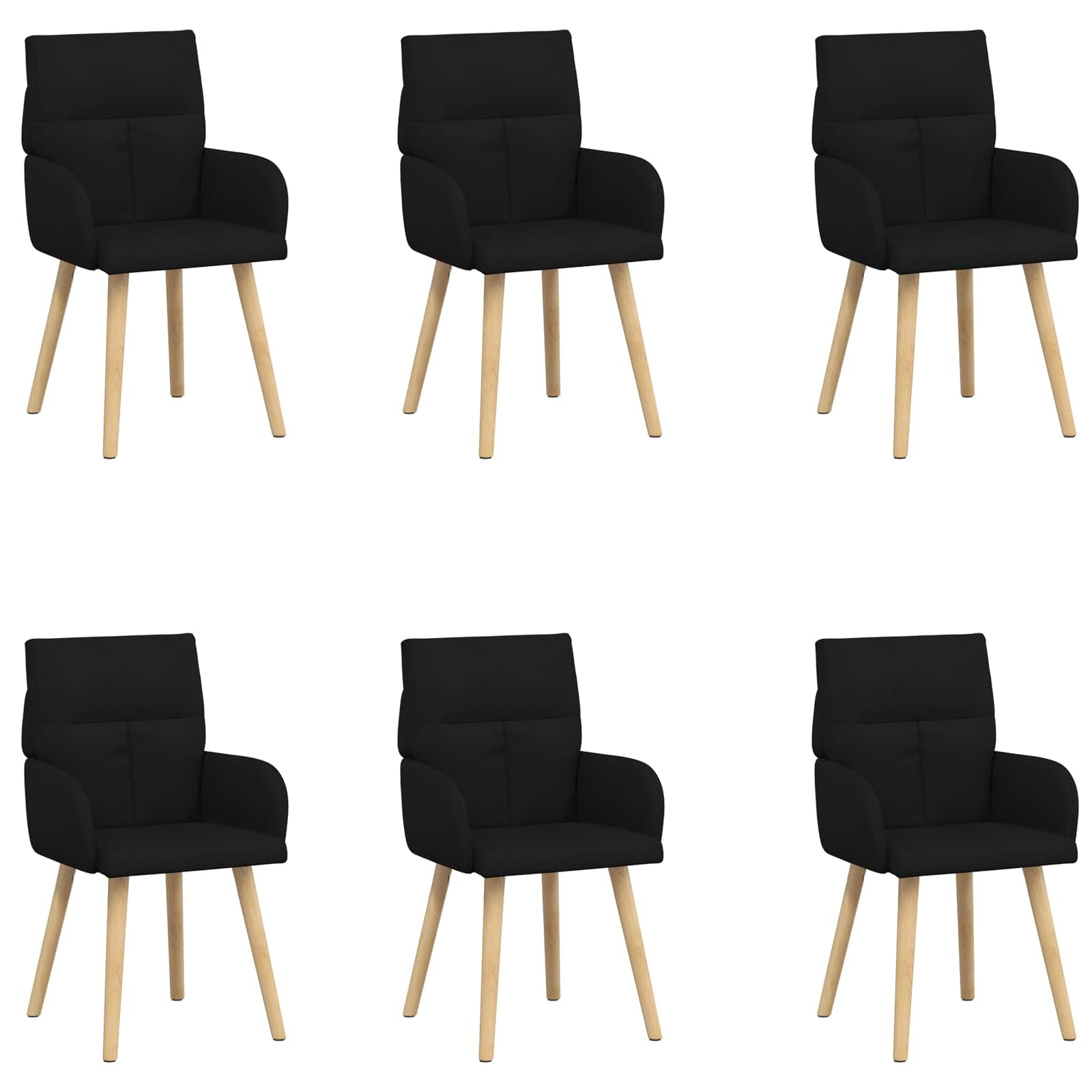 Valgomojo kėdės 6 pcs Audinys Juoda 60 x 56 x 96 cm