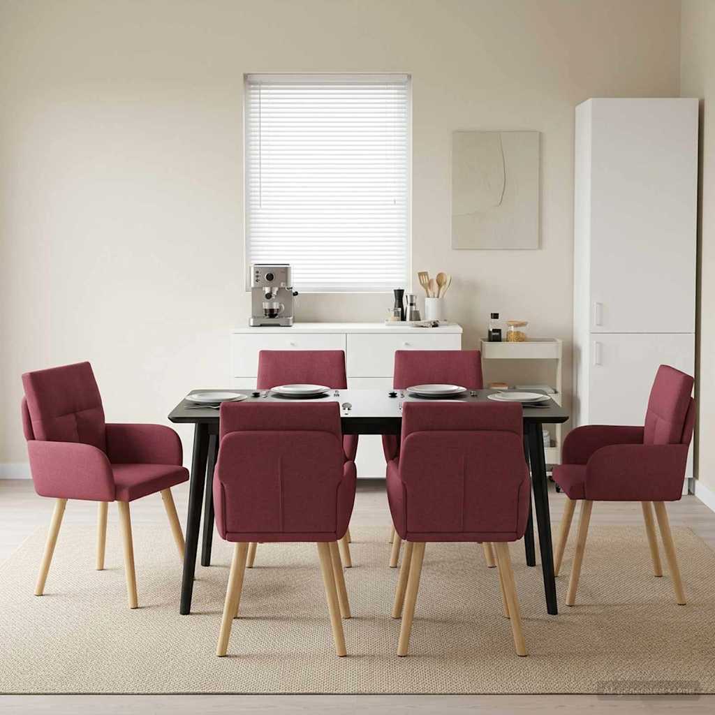 Valgomojo kėdės 6 pcs Audinys Vyno raudona 60 x 56 x 96 cm