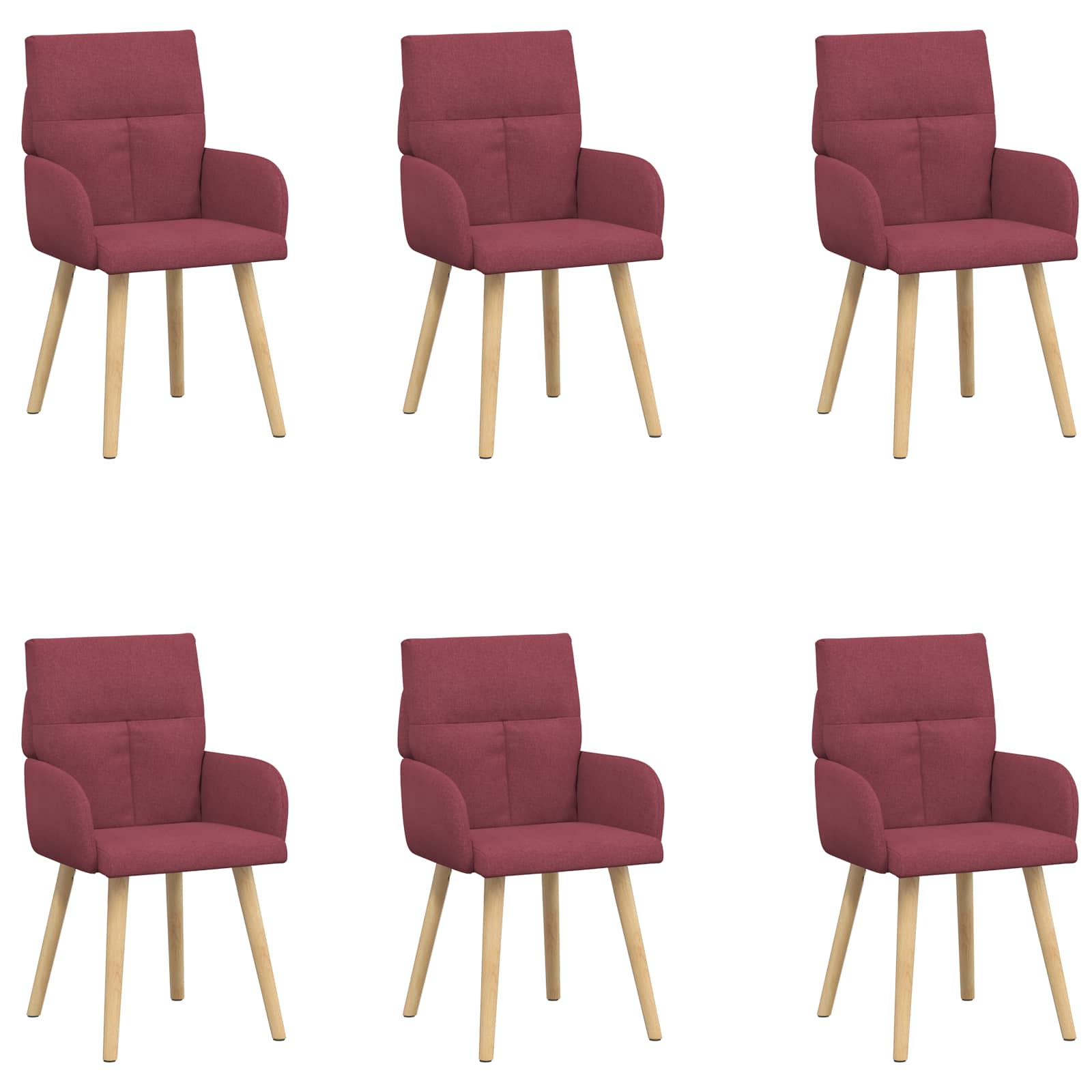 Valgomojo kėdės 6 pcs Audinys Vyno raudona 60 x 56 x 96 cm