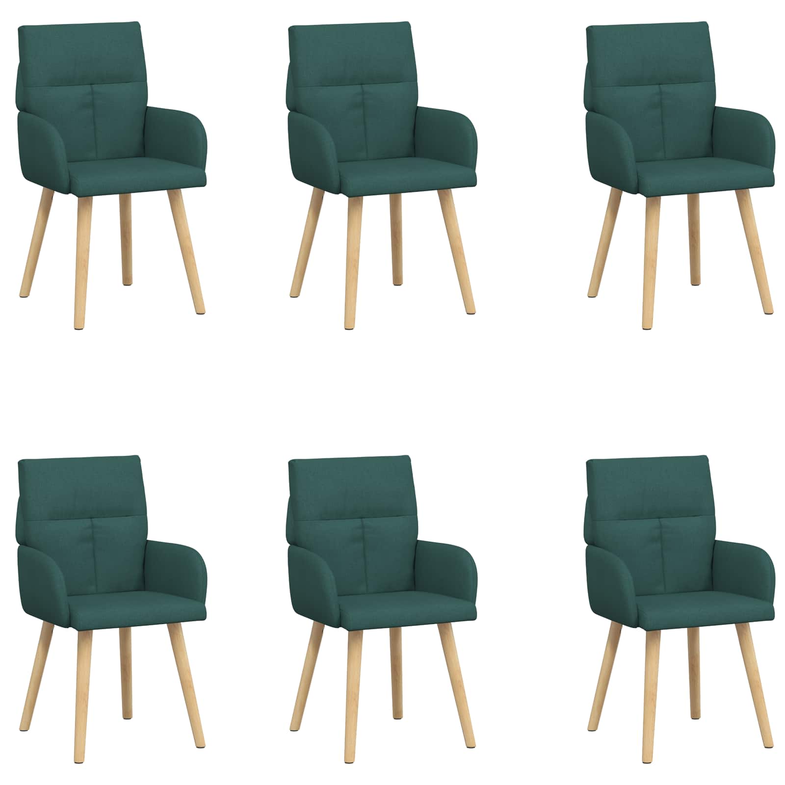Valgomojo kėdės 6 pcs Audinys Tamsiai žalia 60 x 56 x 96 cm