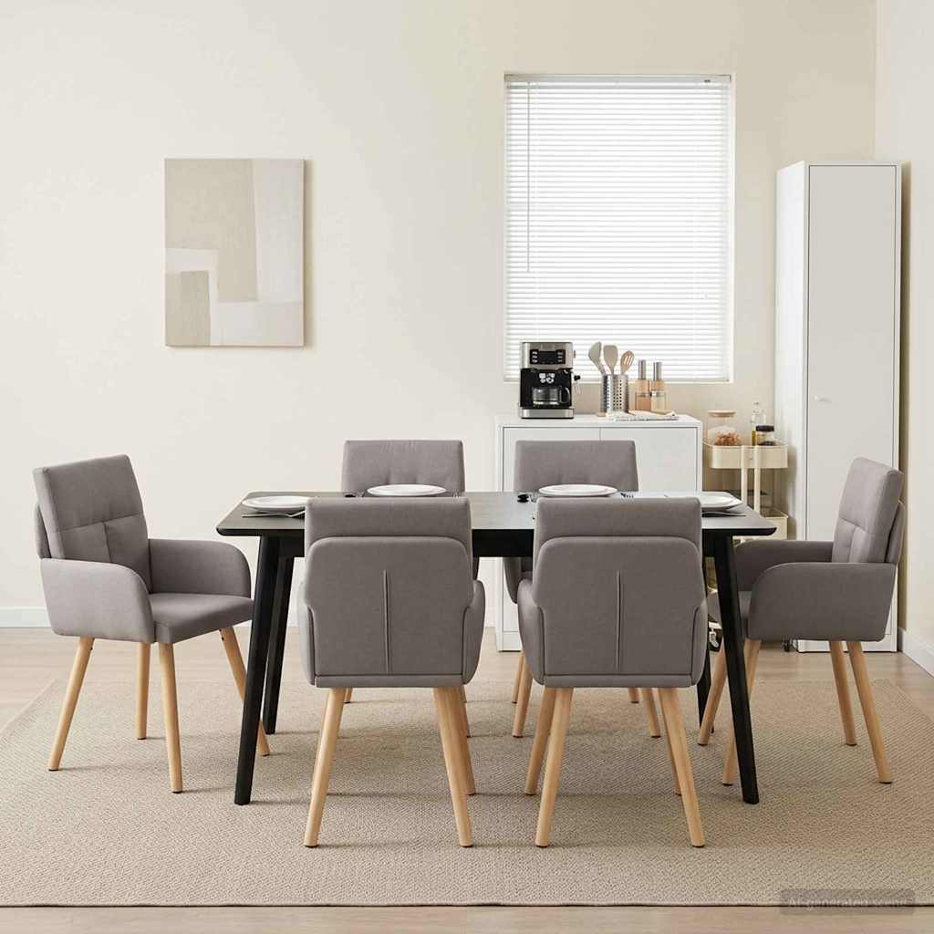 Valgomojo kėdės 6 pcs Audinys Taupe 60 x 56 x 96 cm