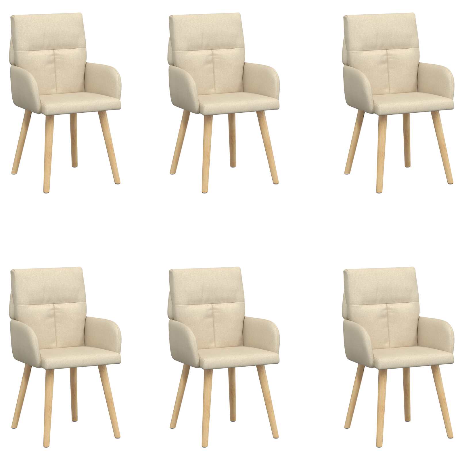 Valgomojo kėdės 6 pcs Audinys Kreminė 60 x 56 x 96 cm
