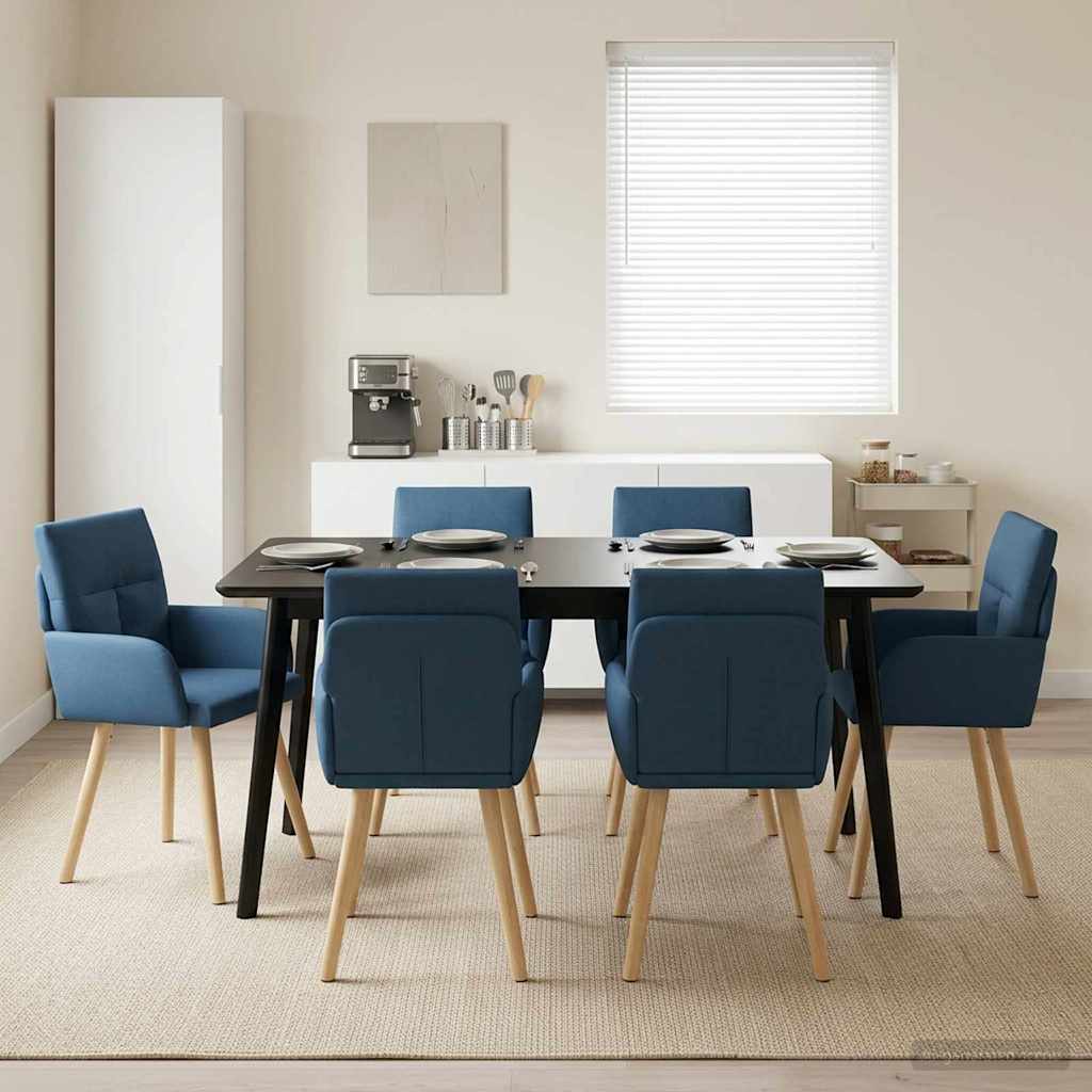 Valgomojo kėdės 6 pcs Audinys Mėlyna 60 x 56 x 96 cm