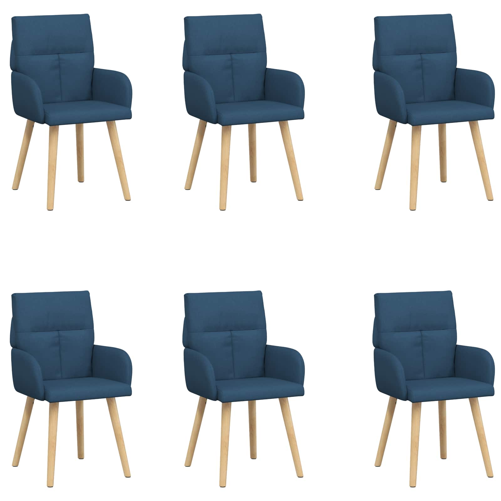 Valgomojo kėdės 6 pcs Audinys Mėlyna 60 x 56 x 96 cm
