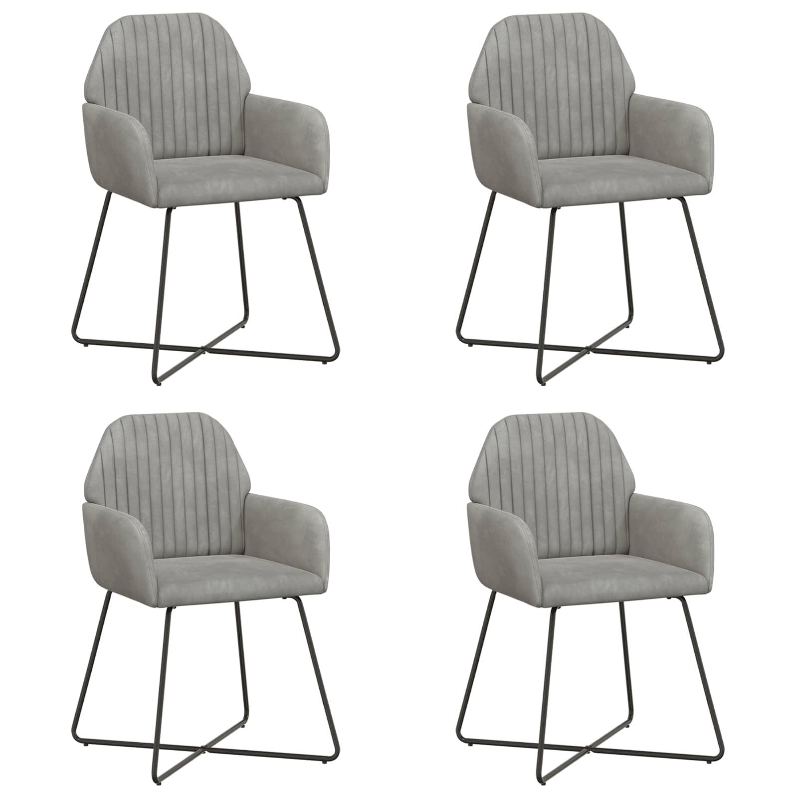 Valgomojo kėdės 4 pcs Aksomas Šviesiai pilka 55 x 50 x 84 cm