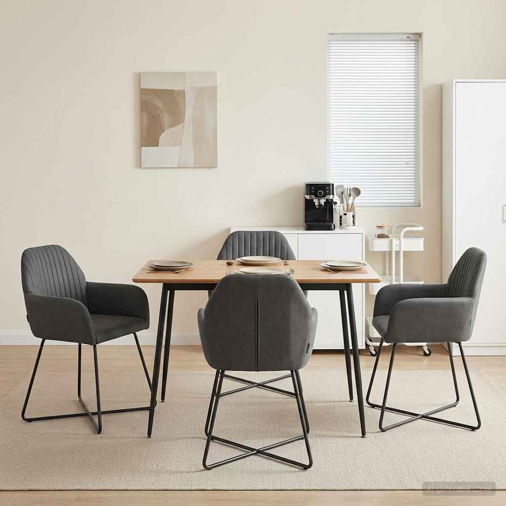 Valgomojo kėdės 4 pcs Aksomas Tamsiai pilka 55 x 50 x 84 cm