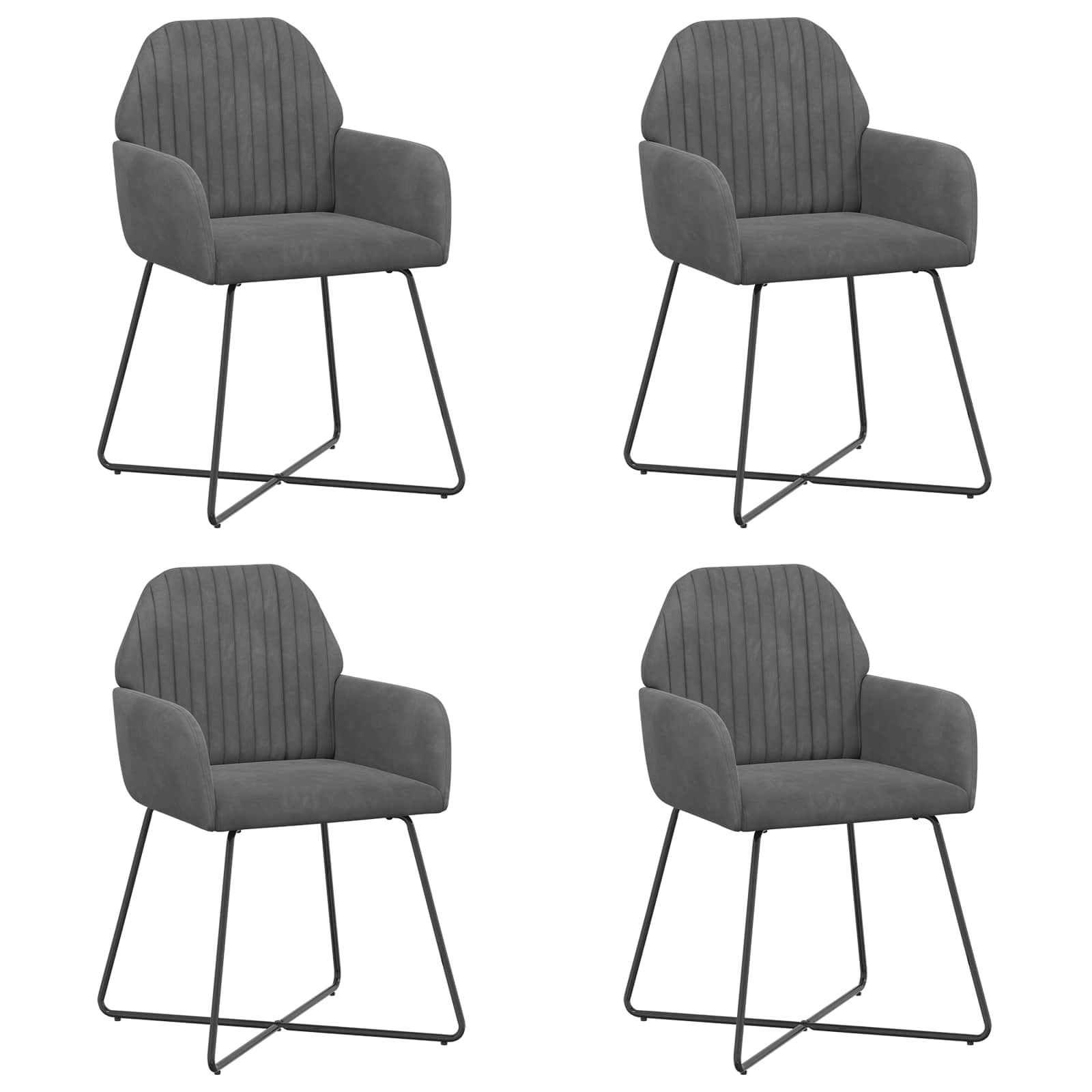 Valgomojo kėdės 4 pcs Aksomas Tamsiai pilka 55 x 50 x 84 cm