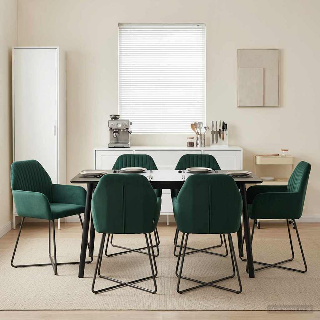 Valgomojo kėdės 4 pcs Aksomas Tamsiai žalia 55 x 50 x 84 cm