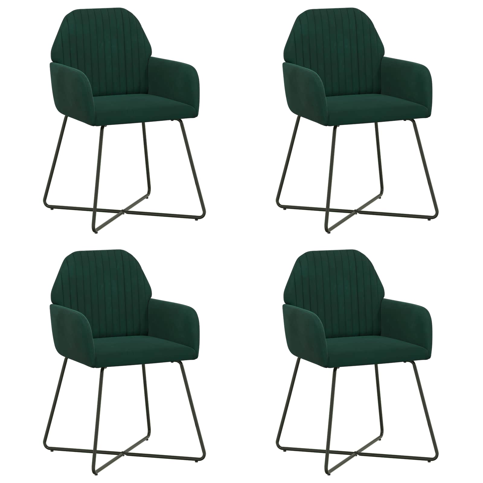 Valgomojo kėdės 4 pcs Aksomas Tamsiai žalia 55 x 50 x 84 cm