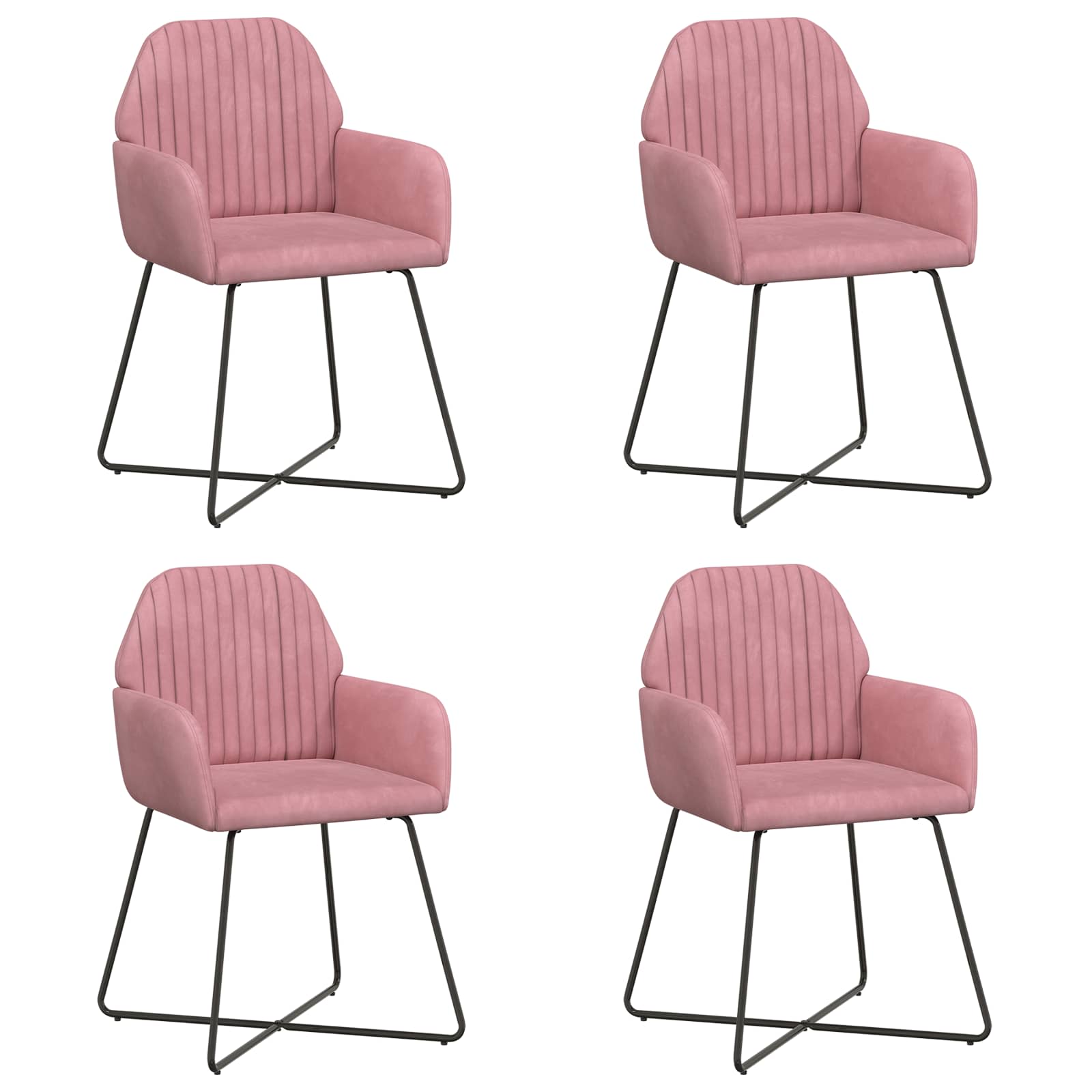 Valgomojo kėdės 4 pcs Aksomas Rožinė 55 x 50 x 84 cm