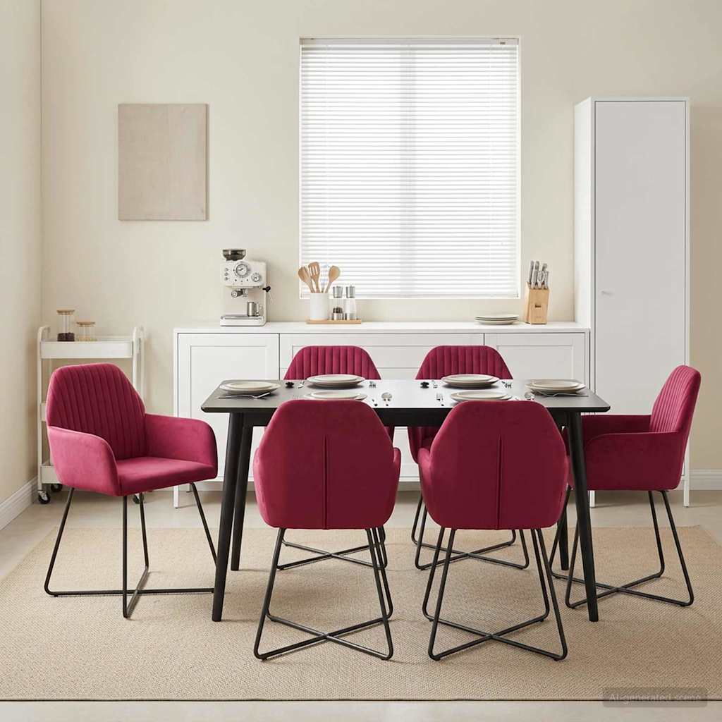 Valgomojo kėdės 4 pcs Aksomas Vyno raudona 55 x 50 x 84 cm