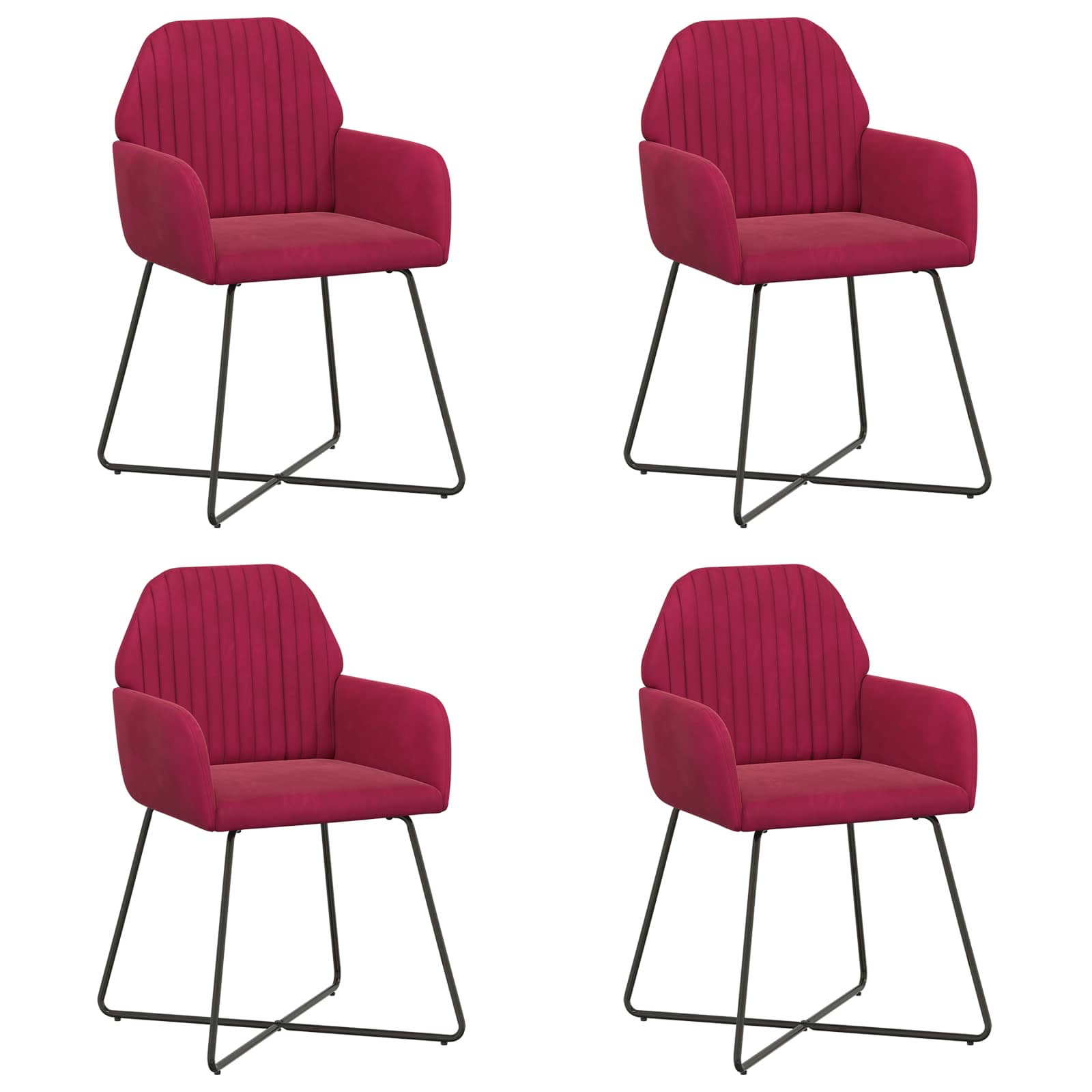 Valgomojo kėdės 4 pcs Aksomas Vyno raudona 55 x 50 x 84 cm
