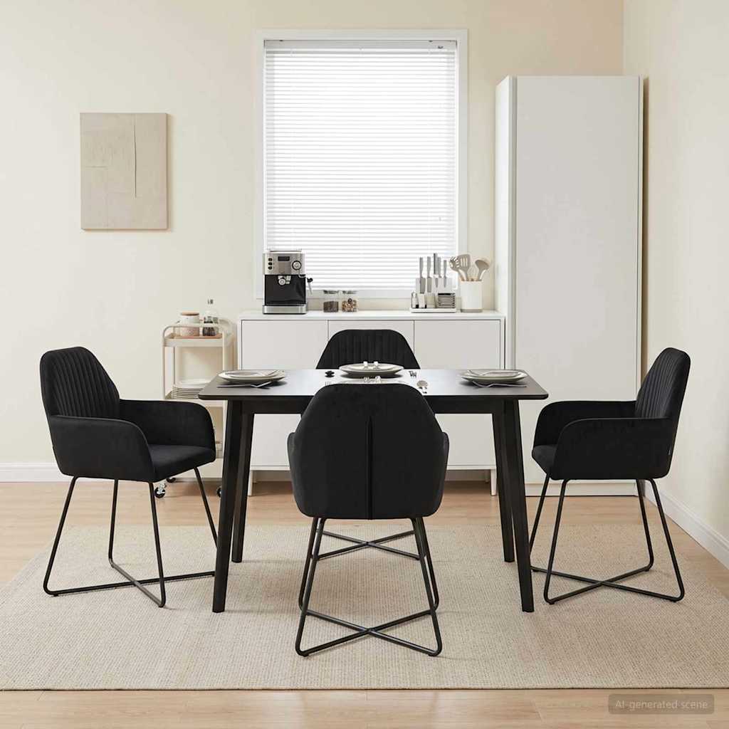 Valgomojo kėdės 4 pcs Aksomas Juoda 55 x 50 x 84 cm