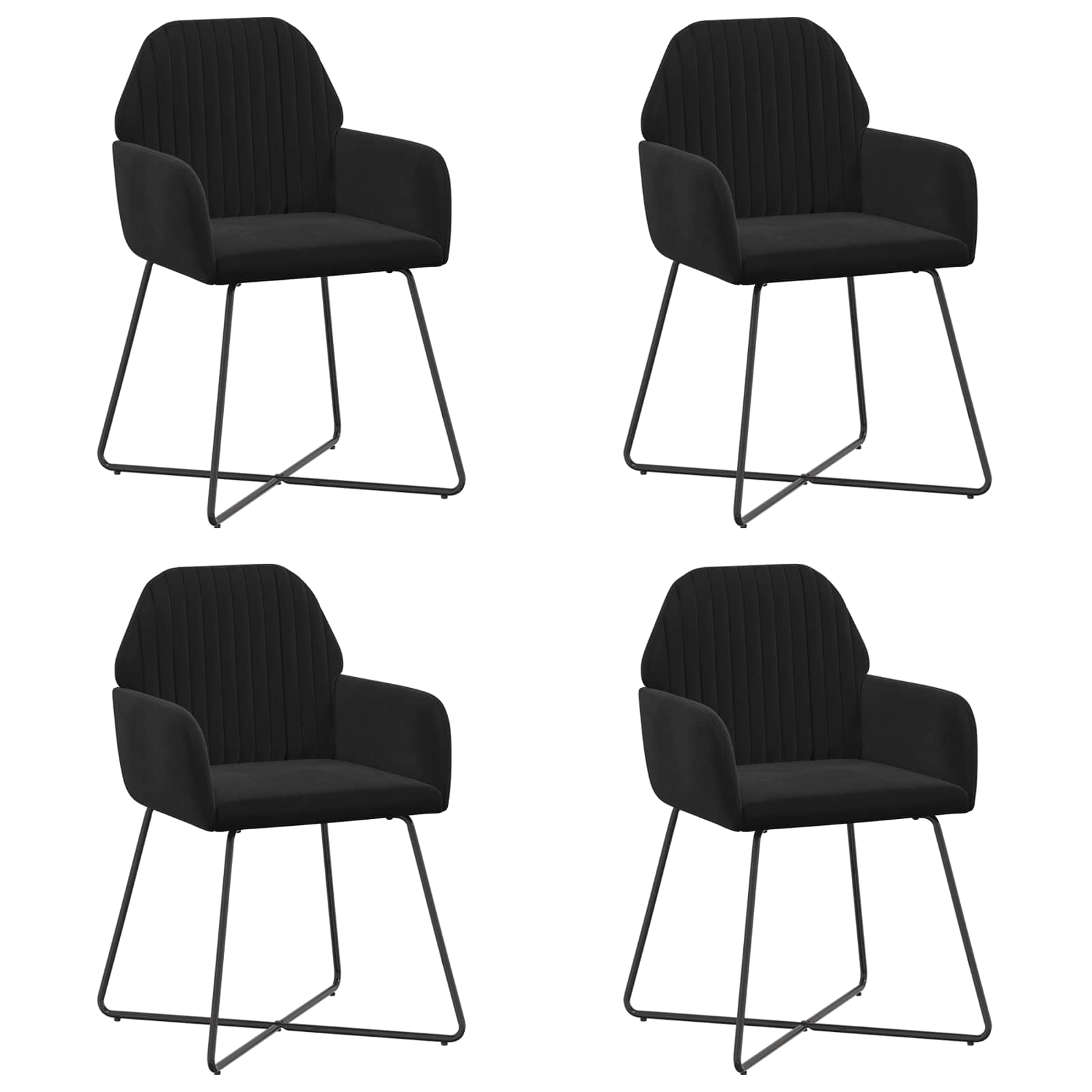 Valgomojo kėdės 4 pcs Aksomas Juoda 55 x 50 x 84 cm