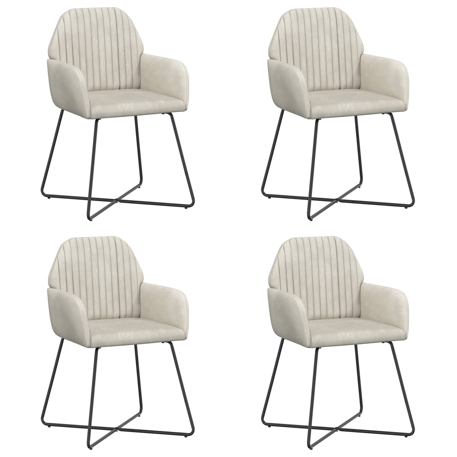 Valgomojo kėdės 4 pcs Aksomas Kreminė 55 x 50 x 84 cm