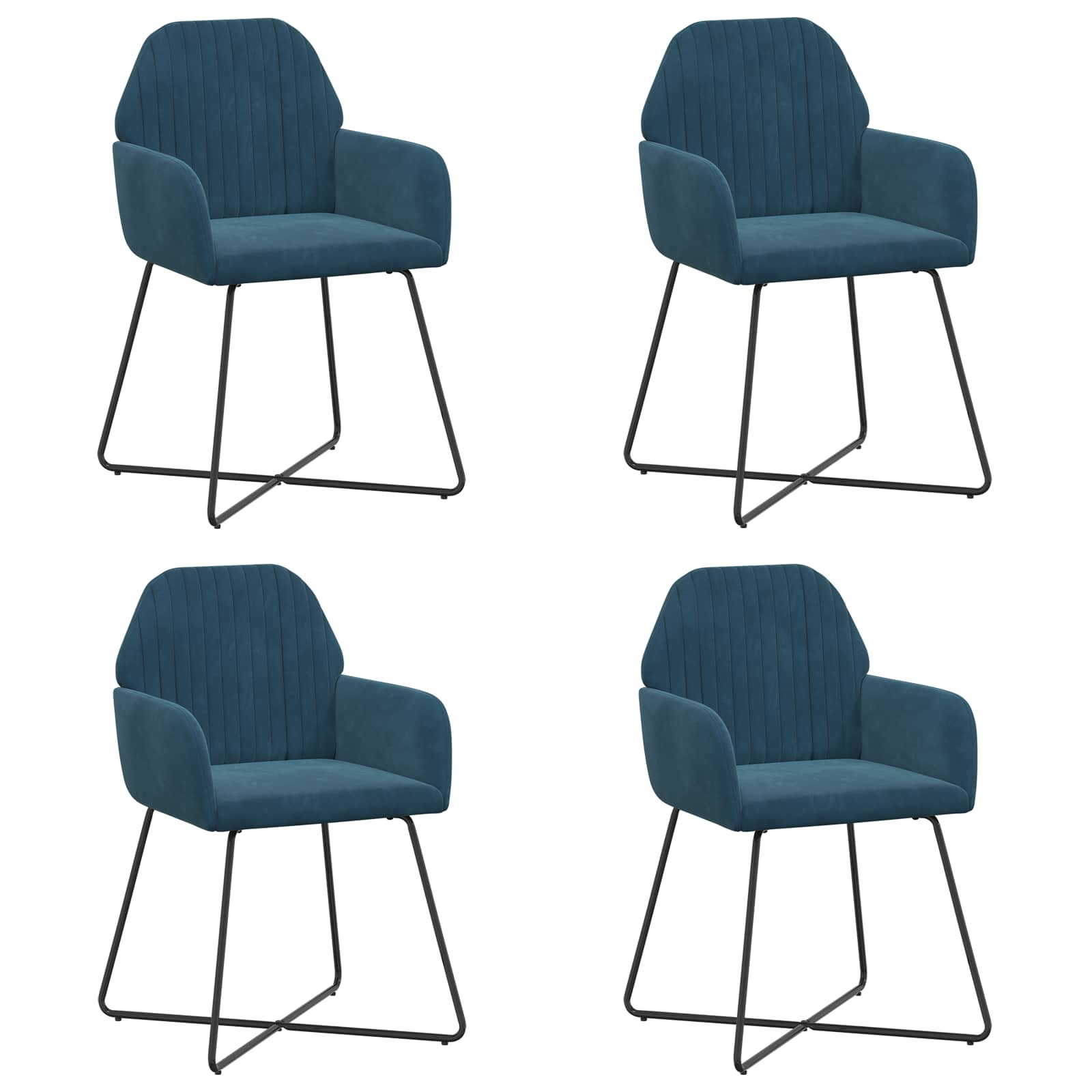 Valgomojo kėdės 4 pcs Aksomas Mėlyna 55 x 50 x 84 cm