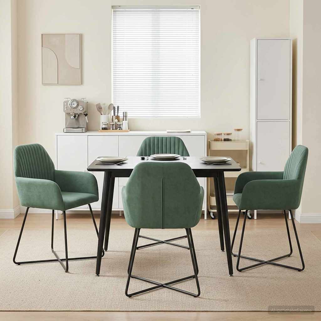 Valgomojo kėdės 4 pcs Aksomas Jūrinė žalia 55 x 50 x 84 cm