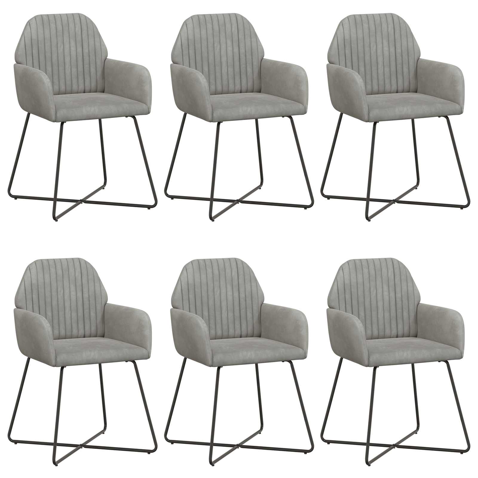 Valgomojo kėdės 6 pcs Aksomas Šviesiai pilka 55 x 50 x 84 cm